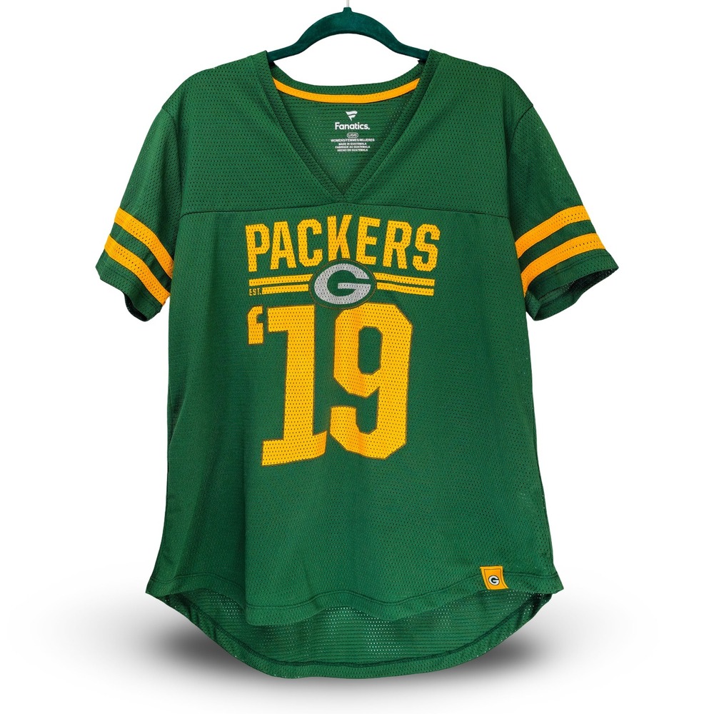 Fanatics Green Bay Packers Jersey Womens Large Green NFL Football Excellent